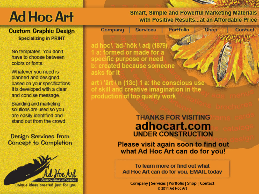 Thank you for visiting Ad Hoc Art. Unique ideas created just for you